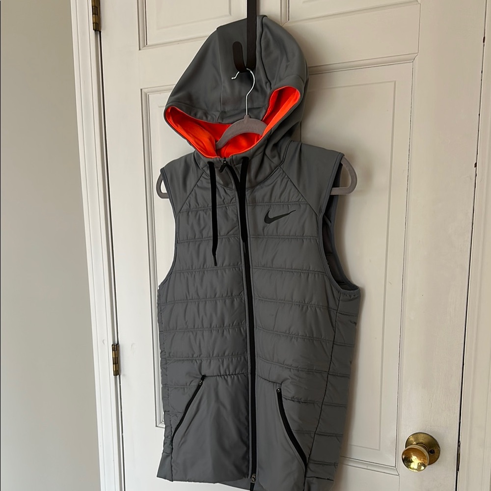 Nike Gray Hooded Vest with Orange Lining - Picture 5 of 5